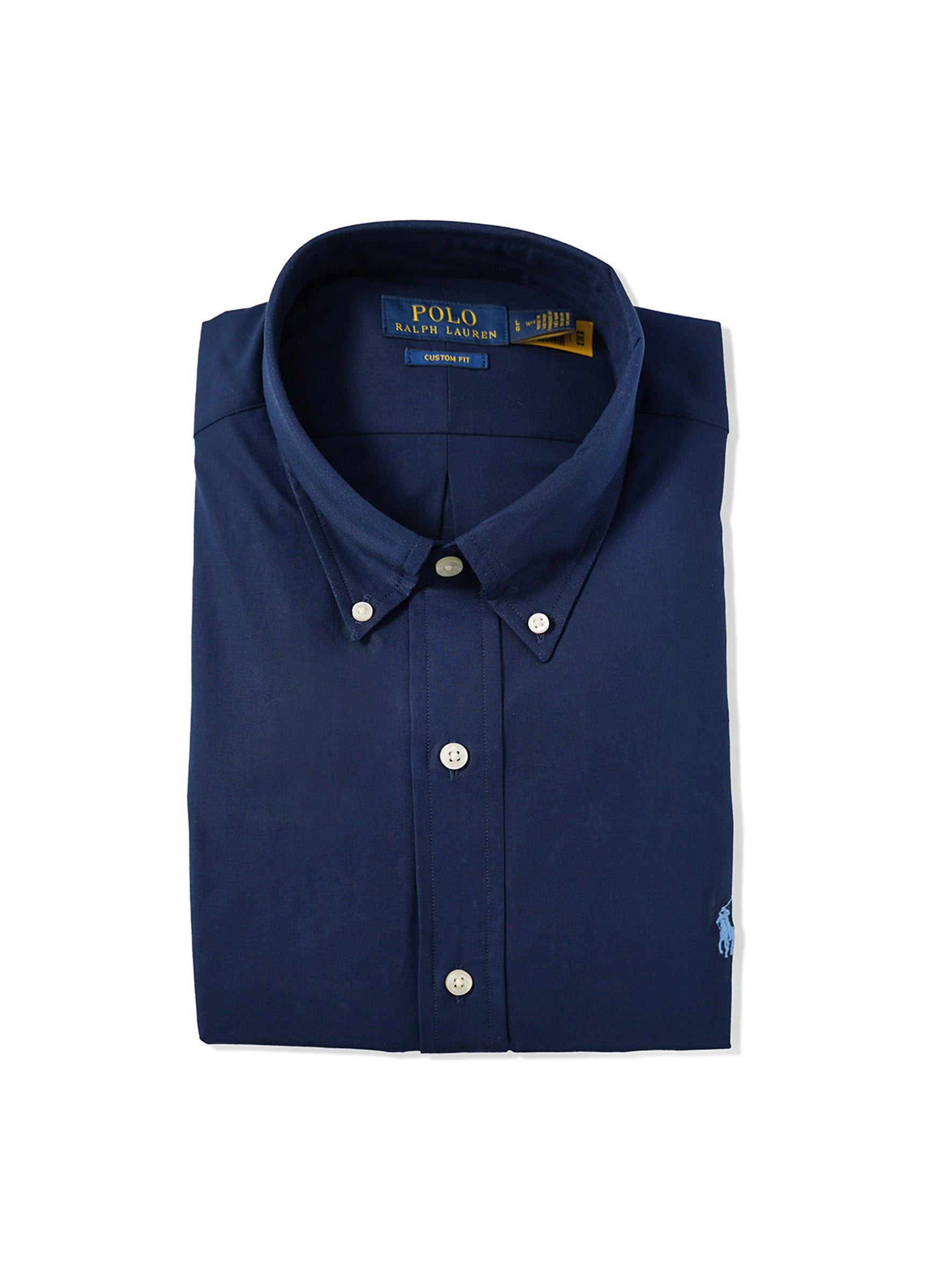 Dark blue button-down shirt with elastane